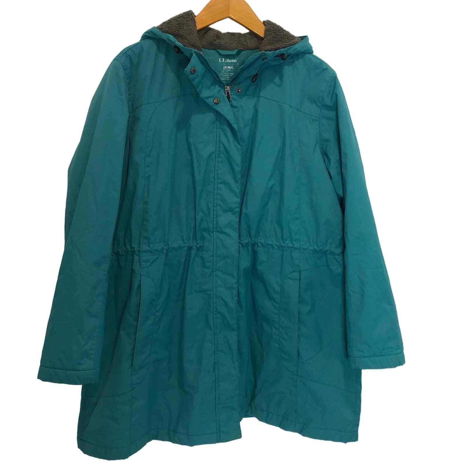 L.L. Bean Teal Fleece Lined Hooded Double Zip Winter Coat Women's