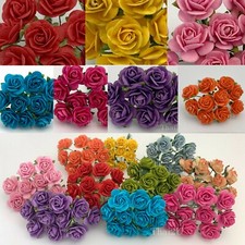 3/4" or 2cm Open Roses Rainbow Mulberry Paper Flower Wedding Scrapbook Crafts R3