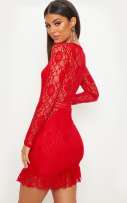 open lace back dress Red Tight Sequins Lace-Up Sheath Homecoming Dress