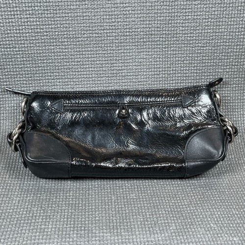 Donald J. Pliner Purse Clutch Bag Womens Black Patent Leather Pockets Lined