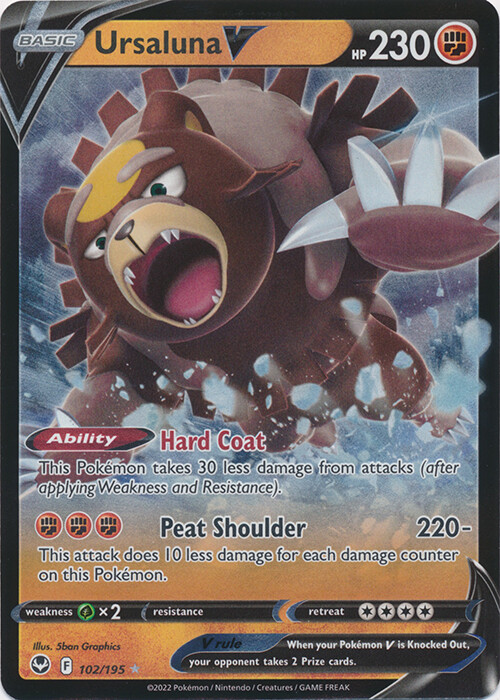 Ursaluna V - 102/195 Ultra Rare Silver Tempest NM Pokemon TCG