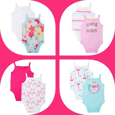 2 Pack Garanimals Baby Girl Cami Bodysuits Sizes 0-9M NWT