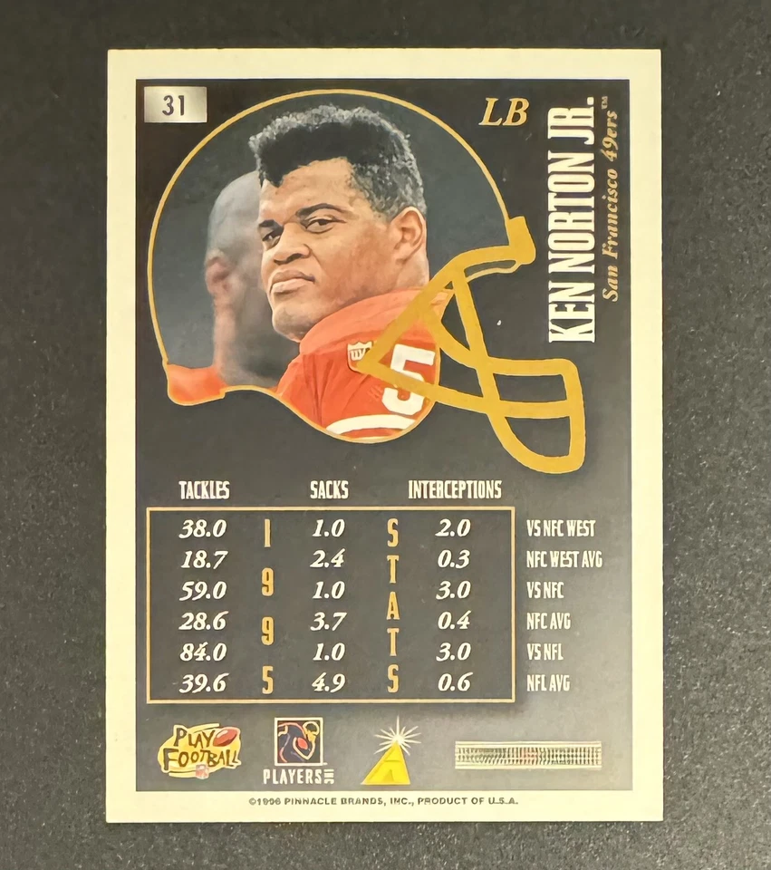 Ken Norton Jr. 1996 Pinnacle Summit Artist’s Proof #31 - San Francisco 49ers - Image 2 of 2