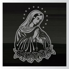 Virgin of Lady of Guadalupe Praying Catholic LARGE 13.5x10" SILVER Decal Sticker