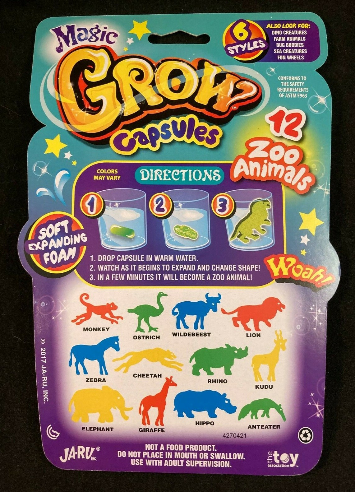 Magic Grow Capsules 12 Zoo Animals Soft Expanding Foam eBay