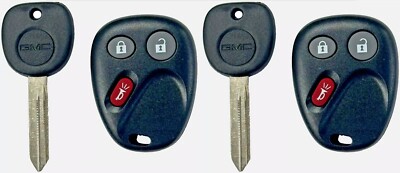 2 For Select 2003-2006 GMC 3B Remote Fob LHJ011  Combo W/OEM Logo Key 15026222
