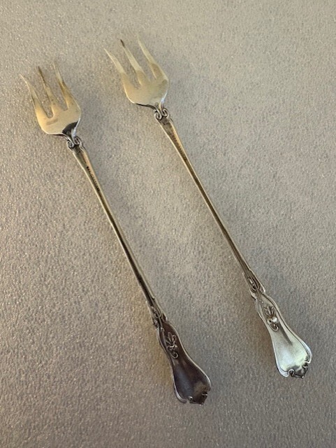 Sterling Silver Whiting Mfg Co Cocktail Fork 5 1/2" Geo.T Brodnax "B" monogram