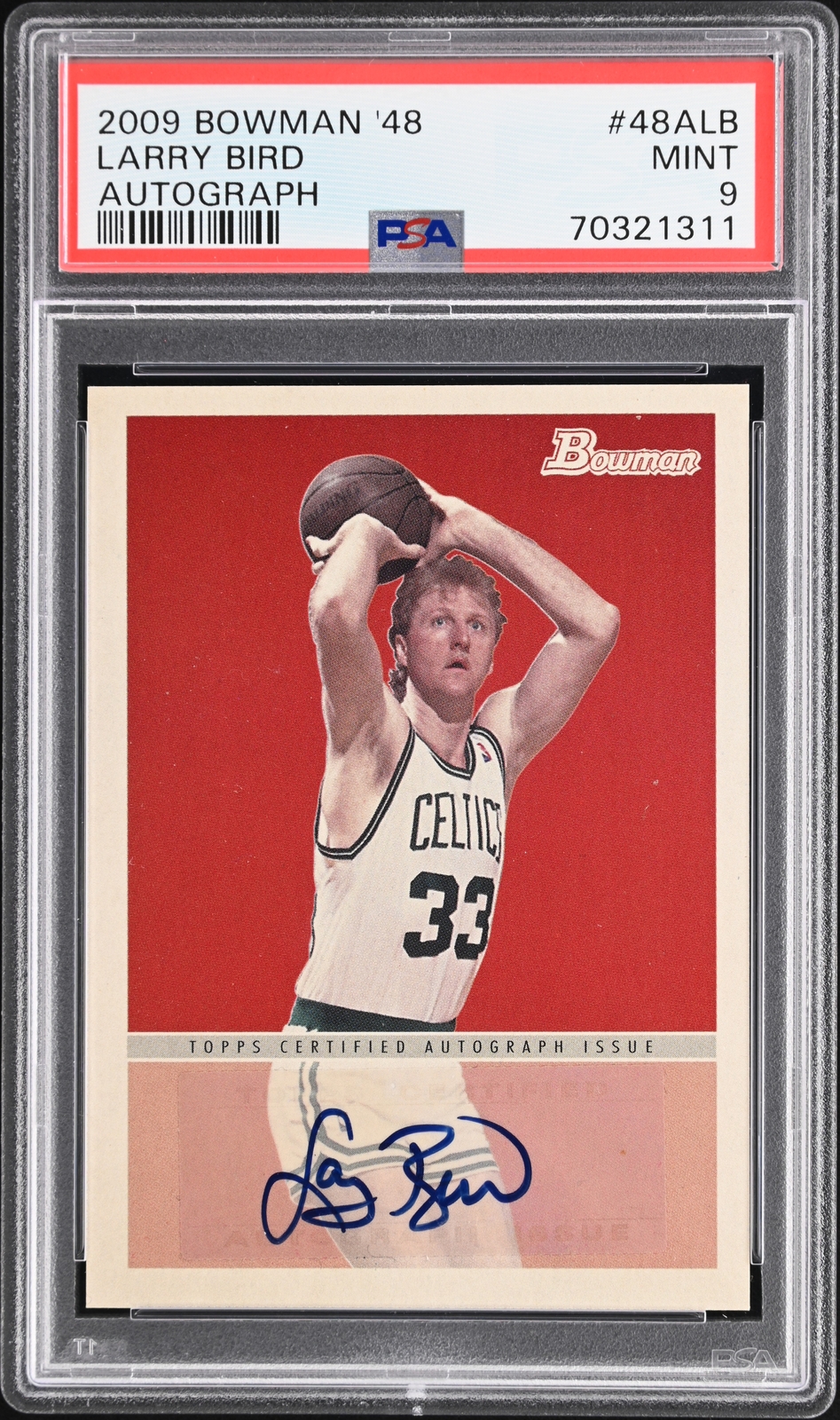 2009 BOWMAN '48 AUTO #48ALB LARRY BIRD PSA 9 AUTO 