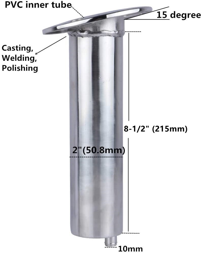 Rod Holder Flush Mount 15 Degree Stainless – Rockboat Marine