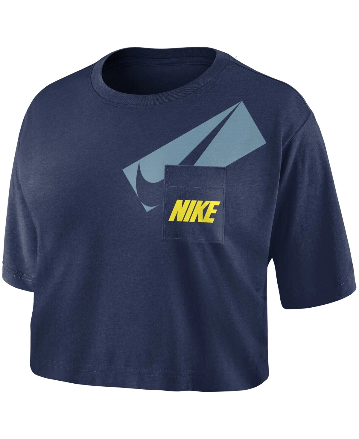 Nike 276442 Logo Pocket Crop Oversized Top Navy Blue Size Medium