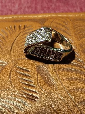  Park Lane ''Empress'' Silver Tone Pave Crystal Ribbon Swirl Statement Ring Size 5
