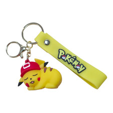 Pokemon Pikachu Sleeping Character 3D Charm Keychain Keyring Brand New Free Ship