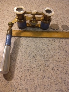 Vintage Guilloche Enamel And Mother Of Pearl Opera Glasses