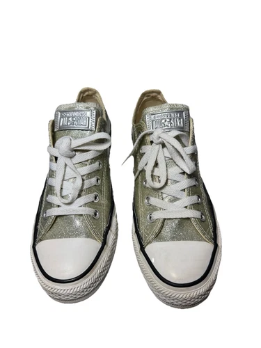 Sneakers Converse donna TG 7 glitter oro argento scarpe basse stringate casual