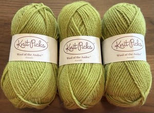 3 Skeins Knit Picks Wool of the Andes Avocado 100% Peruvian 110 yards each