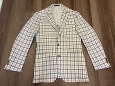 Suitsupply Havana Patch Solbiati Linen Blazer EU 46/ US 36 Slim Gray Plaid Check