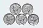High Grade Lot 1939 1935 1938 1936 1936 Mercury Dime Collection *932