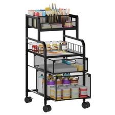 Rolling Cart with Drawers - Metal Craft Cart with Wheels, DIY Divider and Woo...