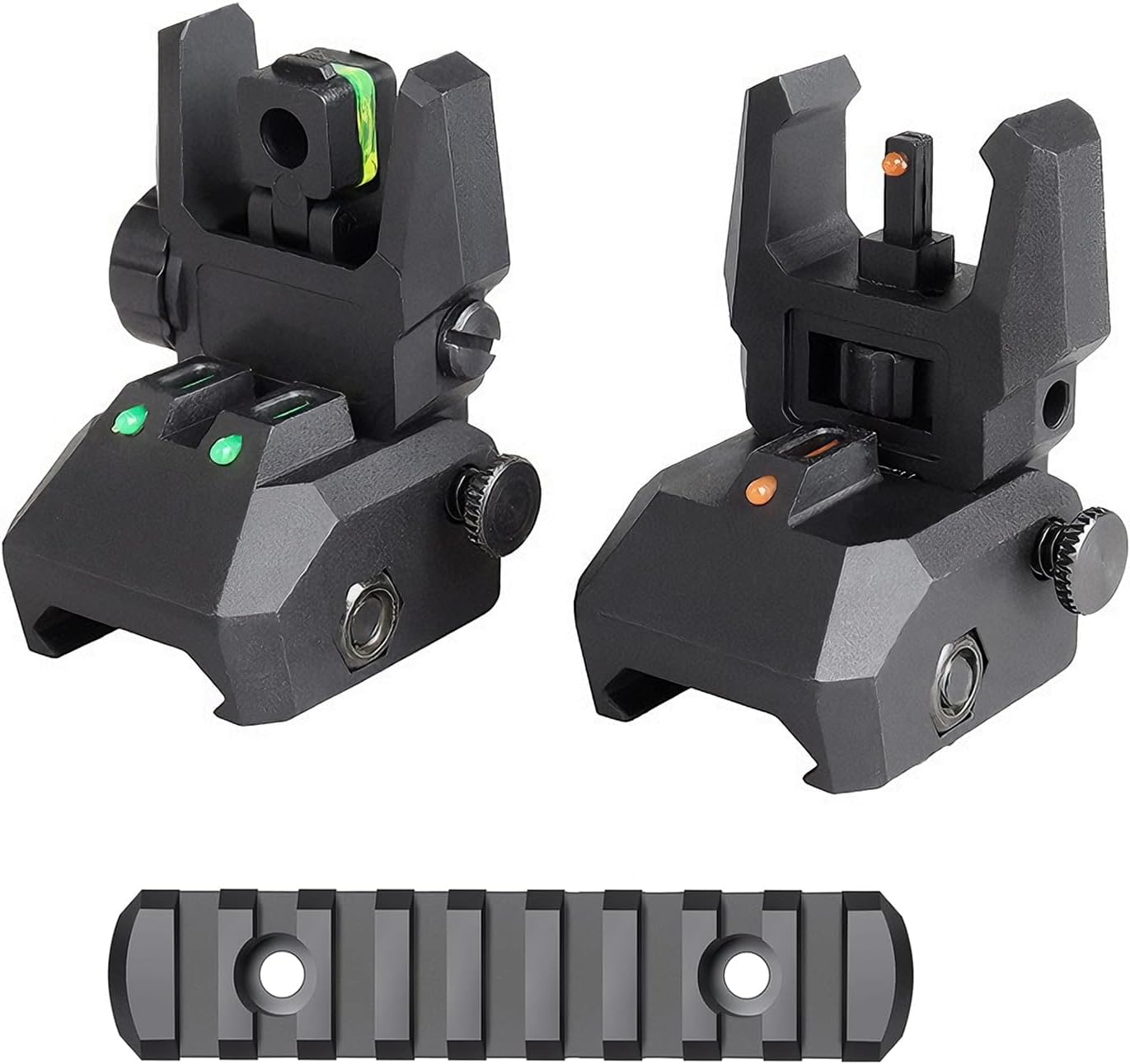 Fiber Optic Sights Flip Up Front and Rear Backup Sights with Green Red Fiber