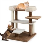 2-in-1 Cat Tree Stairs w/ Plush Bed Sisal Scratching Posts 23.5x23.5x28in