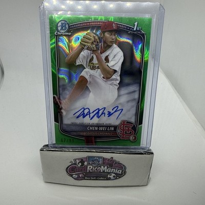 Chen-Wei Lin #CPA-CL 2025 Bowman 1st Chrome Prospect Green Lava On-Card Auto /99