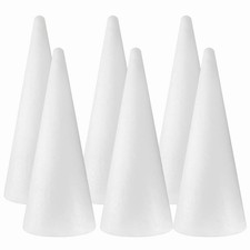6-Pack Craft Foam Cones 3.7X11.7in , White Polystyrene Cone Shaped Foam, Foam...