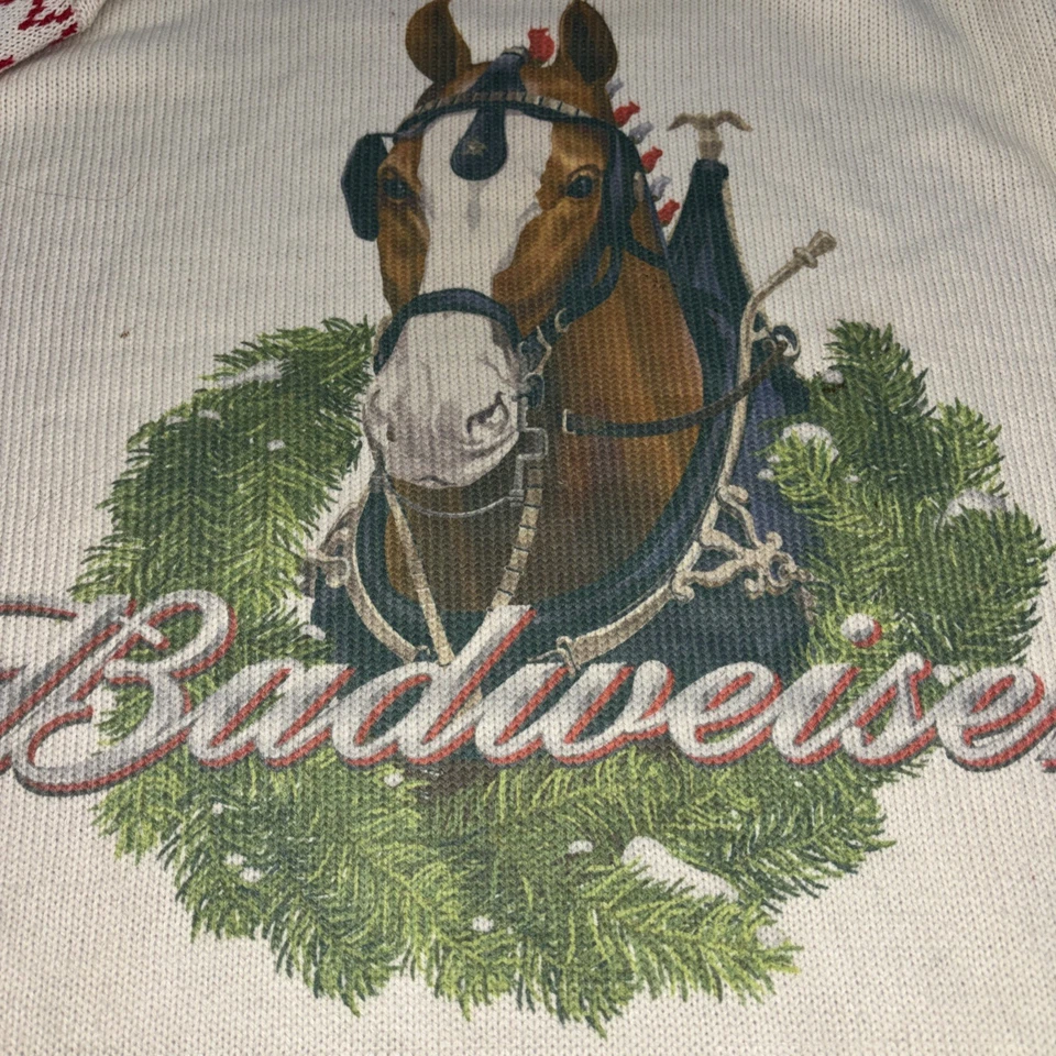 Suéter Budweiser Feo Para Hombres XL Vacaciones Navidad Clydesdale Caballos Pullover Foto 3 de 4