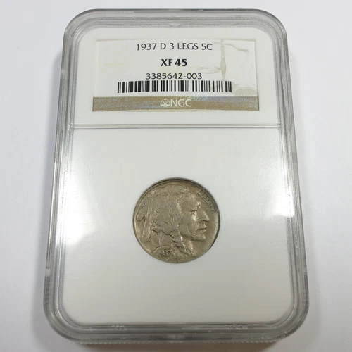 1937 D NGC XF45 3 Legs - Buffalo Nickel 5c US Coin #58698A