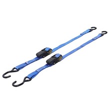 2 Pack 1" x 4 FT 2400 LBS Ratchet Boat Trailer Tie Down Straps w/ S-Hook, Blue