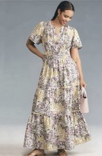 Anthropologie Maxi Dress Lilac Floral Somerset Preppy Vacay Boho Medium P NWT