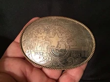 Montana Silversmiths Billings MT Centennial Solid Sterling Silver Belt Buckle
