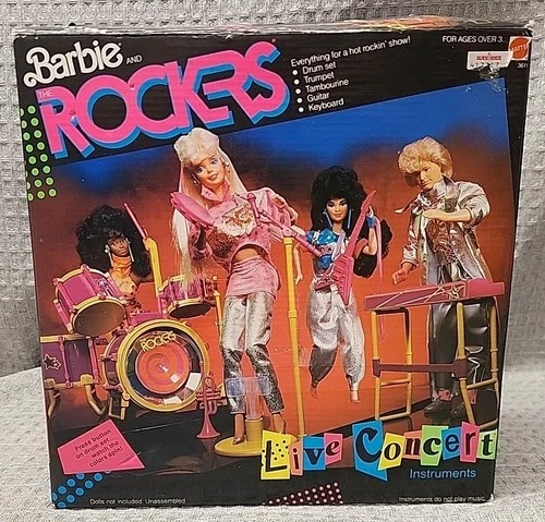 Vtg 1986 Barbie And The Rockers Live Concert Instruments Playset With Box READ