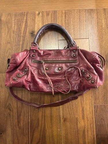 Balenciaga The Twiggy Wine Red Leather 2Way Shoulder Bag Auth Italy