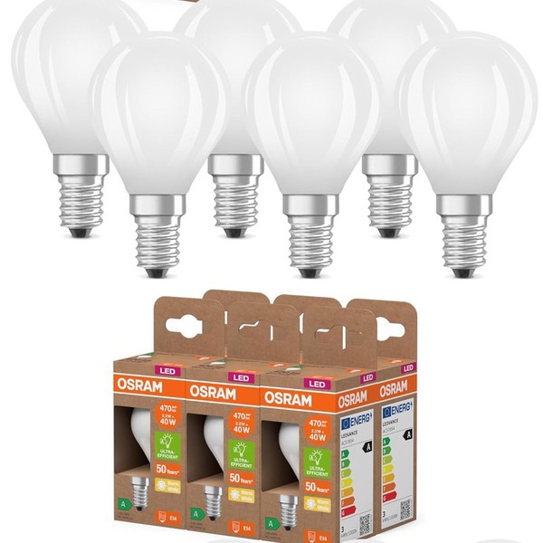 6Er Osram E14 LED Lampe Classic Matt 2,2W Wie 40W WarmweißEs Licht 2700K-image