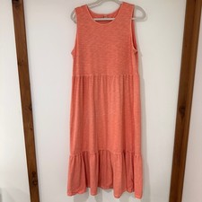 Old Navy Tiered Slub-Knit Midi Dress Womens Large Coral Pink Sleeveless Coastal