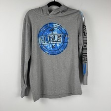 Hurley Lightweight Boys Small 8/10 Hoodie Shirt Grey Blue
