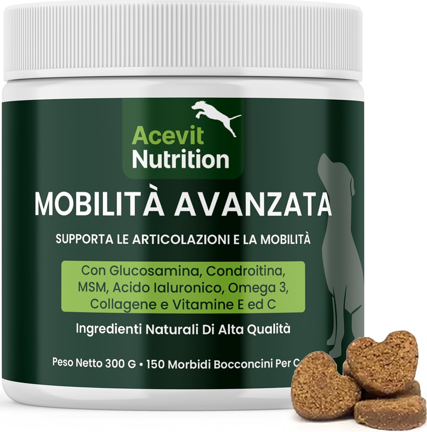 Integratore Articolazioni Cane 150 Bocconcini 100% Naturali, Condroprotettore Co