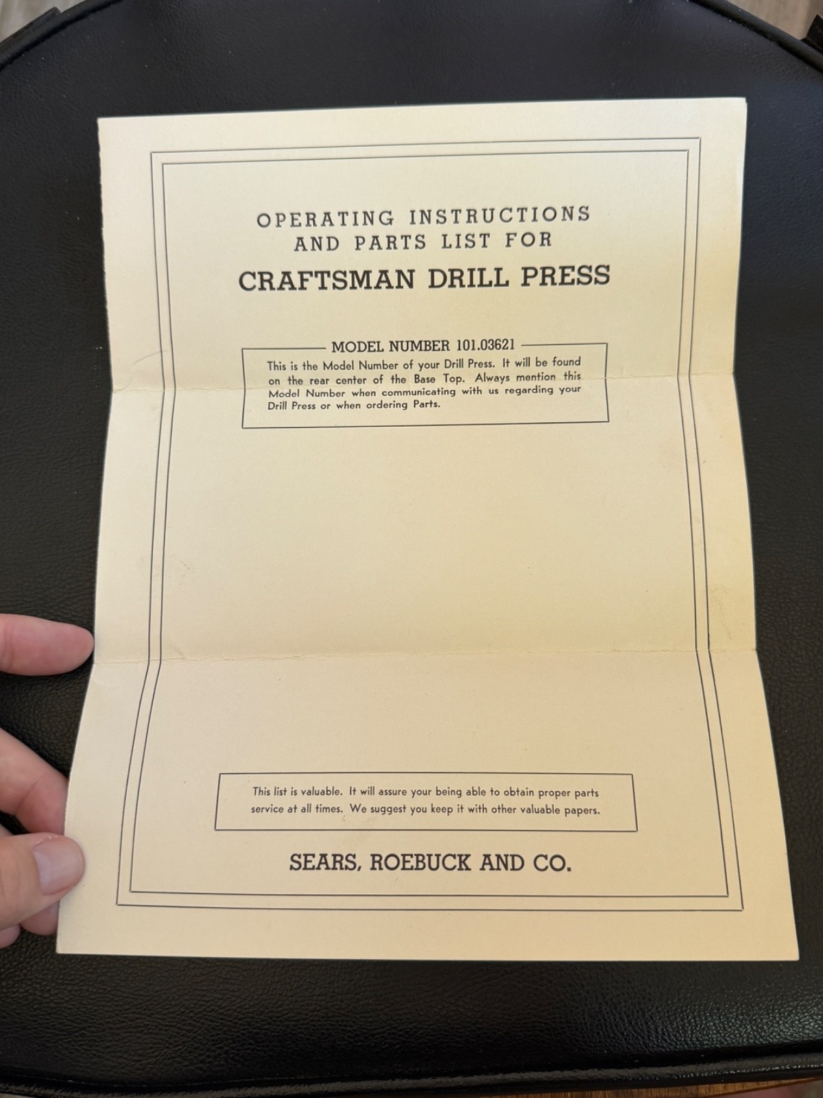 Vintage 1930s Craftsman 101.03621 Drill Press Operating Instructions ...