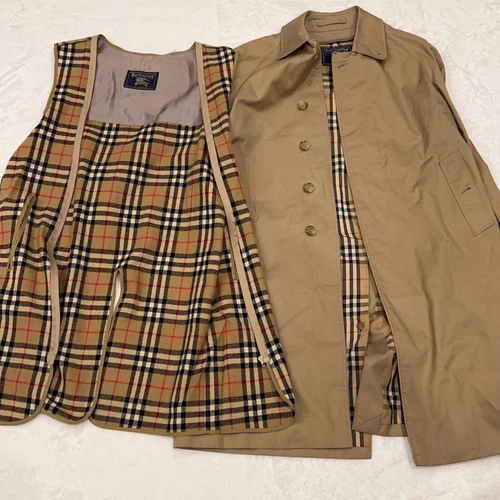 Burberry Trench Cappotto Con Interno Beige Nova Fodera Check Uomo #EB ZHA