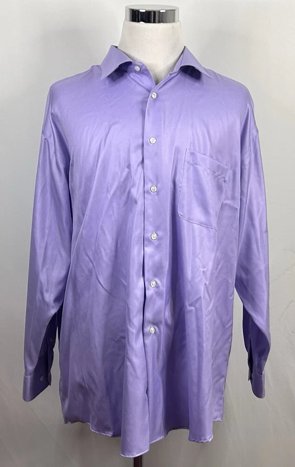 Pronto Uomo 19 34/35 Classic Fit Non Iron Dress Shirt Purple 100% Cotton - Image 2 of 4