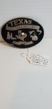Vintage 3.5" Brass Oval Texas Sesquicentennial Belt Buckle 1986