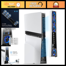 PS5 Pro Cooling Fan - Quiet 4-Speed Cooler, Auto On/Off, USB 3.0 LED Light