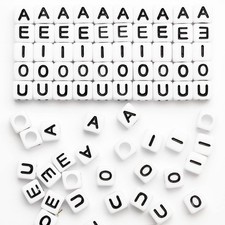 500 Pcs 6x6mm Vowel Letter Beads AEIOU Alphabet Beads for Bracelet Necklace