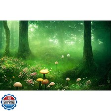 Aquarium Background Foggy Forest Sun Rays Mushrooms Terrarium Backdrop Foggy