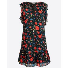 J. Crew WOMENS LARGE Flutter Sleeve Multicolor Floral Print Shift Dress
