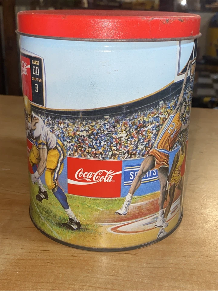 1993 Vintage Coca-Cola Sports Tin -Basketball ,Baseball , and Football graphics - Image 4 of 4