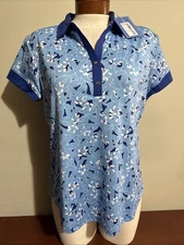 SPORT HALEY WOMEN'S CAPRI SHORT SLEEVE GOLF POLO MEDIUM BLUE NEW NWT