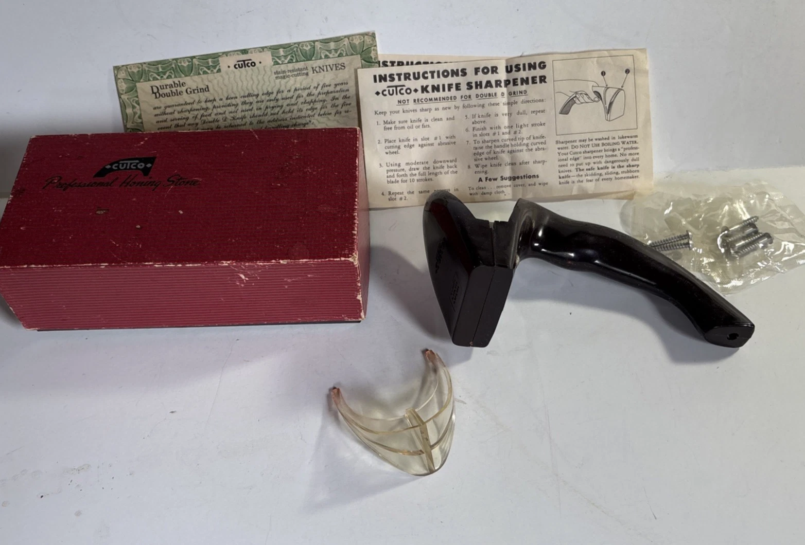 Vintage Cutco Handheld Knife Sharpener Honing Stone Brown