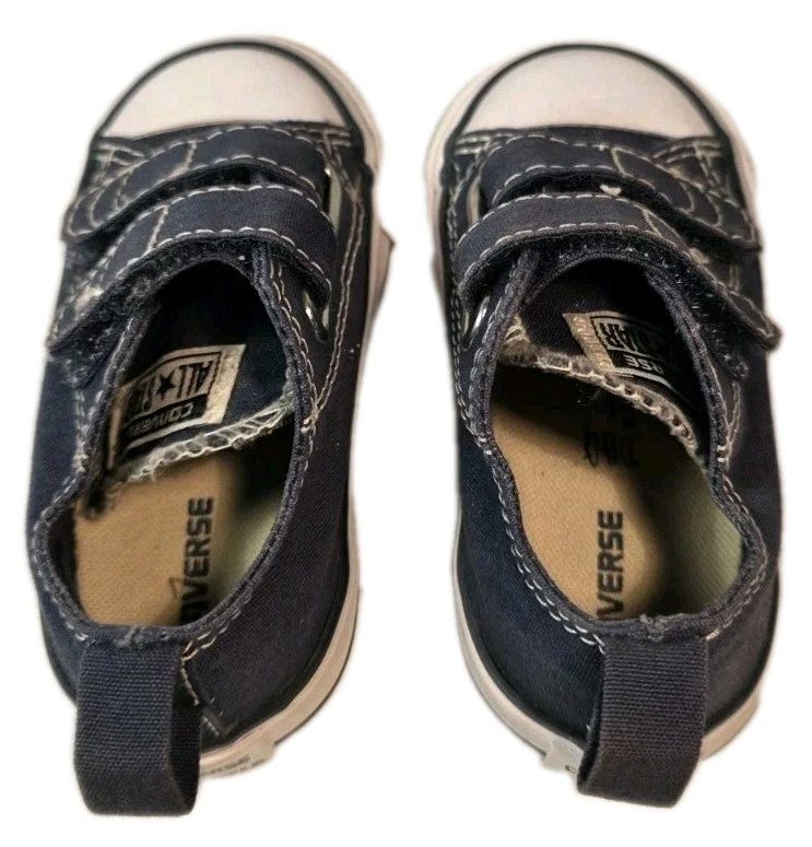 Chuck Taylor Hook & Loop Converse Infant Toddler Boys Girls Navy Low Top Sz 5 C1 - Image 2 of 3
