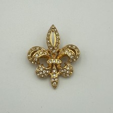 Vintage Napier Petite Fleur-de-Lis Brooch Swarovski Crystals 1.5” Pin